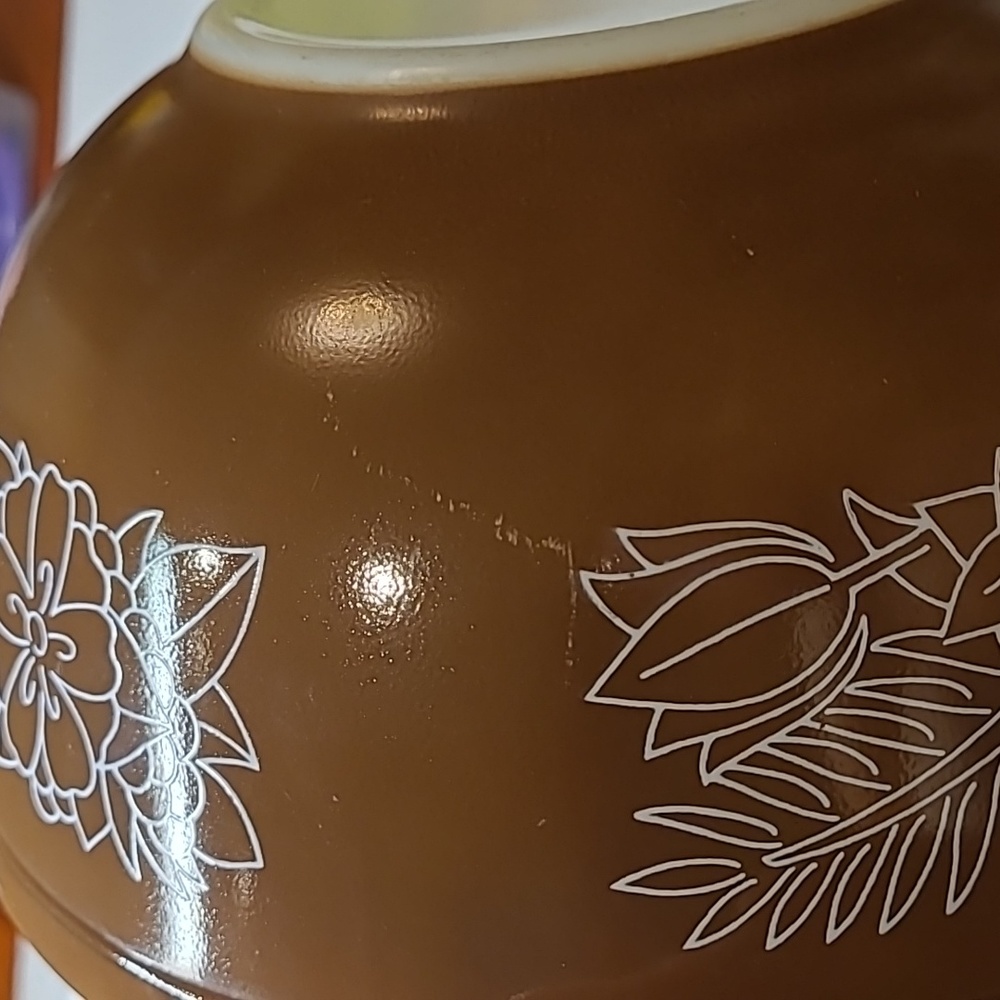 #(4)Vintage Pyrex 403-2.5qt woodland brown nesting mixing bowl - Picture 6 of 7
